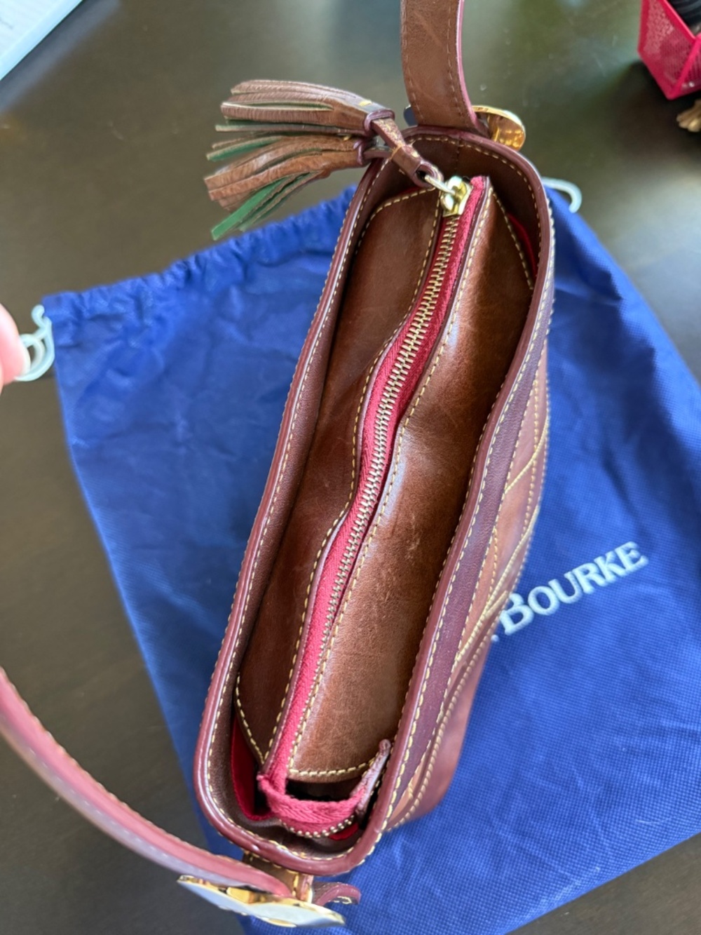 Dooney & Bourke Florentine Chestnut Quilted Leather Shoulder Bag - Picture 7 of 8